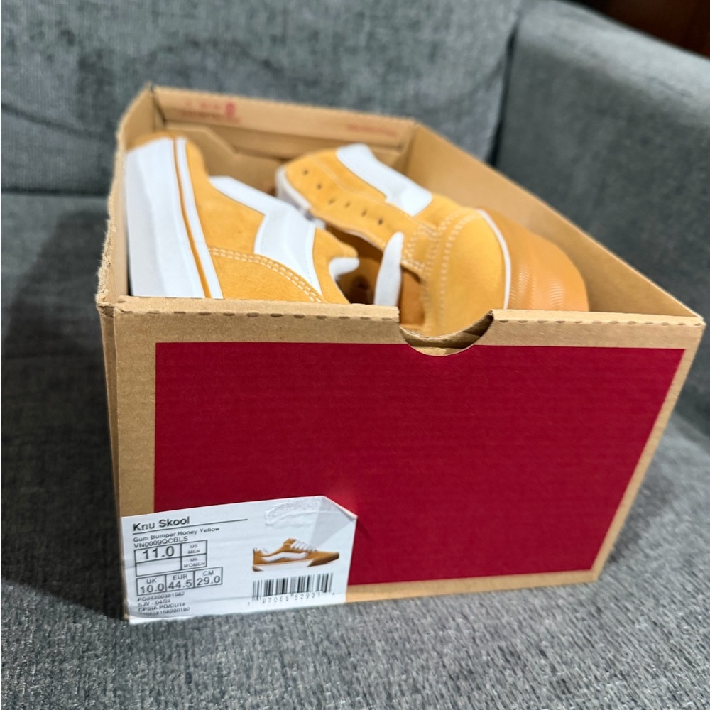 Vans Knu Skool Gum Bumper Honey Yellow Suede Gold Tan Skate Shoes Mens 11 New - Picture 3 of 9